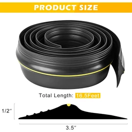 16.5Ft Universal Garage Door Bottom Threshold Seal Strip with 20oz Glue Gel, Weatherproof Rubber DIY Weather Stripping Replacement - Black