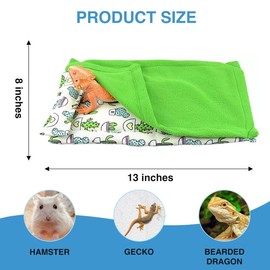 CQJ Bearded Dragon Hammock Sleeping Bag Set- Hanging Pet Bed with Pillow and Blanket Hideout Habitat with Soft Warm for Bearded Dragon Lizard Leopard Gecko and Small Pet Animal (Beige + green Quilt)