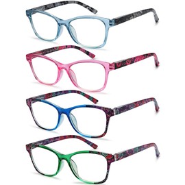 YTDBNS 4 Pack Reading Glasses for Women Men - Ladies Reading Glasses Blue Light Blocking Fashion Readers Computer Eyeglasses with Spring Hinge, 2.25