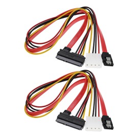 eMagTech 2Pcs SATA Data Power 2-in-1 Cable 22Pin(7+15) SATA Male to Female Data and Power Combo Extension Cable Accessories for Hard Drive Motherboard PC Case Modding