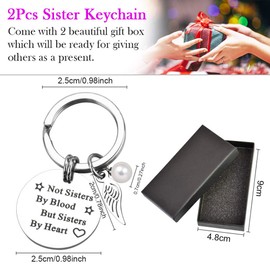 PERFETSELL Pack of 2 Key Chains for Best Friend, Boyfriend, Friendship Gifts, Key Ring with Engraving Not Sisters by Blood, But Sisters by Heart, for Birthday, Girl, Boyfriend, silver