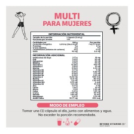 Multi Vitaminico Para Mujer Contiene Goji, Bilberry, Mangosta, Magnesio, Biotina, Calcio, Vitamina C, Acido Folico, Vitamina D3  24 Ingredientes Y... 