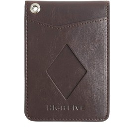 HIGH FIVE Pass Case, Bifold Passcase, 4 Card Pockets, IC Card, Stylish, Men's, Women's, Cowhide Leather, PU Leather, Dark Brown