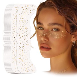 10PCS Glitter Face Tattoo with Starry Freckle Stickers, Waterproof Sparkle Makeup Patches for Festival Accessories, Easy to Apply Temporary Glitter Tattoos for Women and Kids