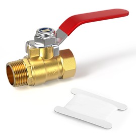 GASHER 1PCS 1/2 Inch Brass Mini Ball Valve Shut Off Switch, 1/2 Inch Male x Female NPT Thread Pipe Fitting