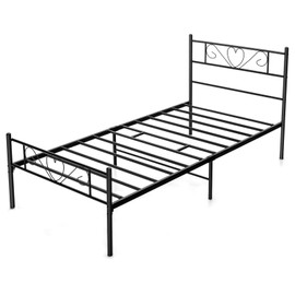 12.5”-High Metal Bed Frame, Heavy-Duty Twin-XL Platform Bed Frame w/Sturdy Steel Slat Support, Headboard & Footboard, Mattress Foundation w/Storage, No Box Spring Needed, Easy Assembly