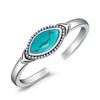 BETHZA Turquoise Toe Rings Adjustable 925 Sterling Silver Genuine Turquoise
