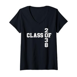 Womens Girls Class of 2038 Middle School Elementary Graduation Tees V-Neck T-Shirt