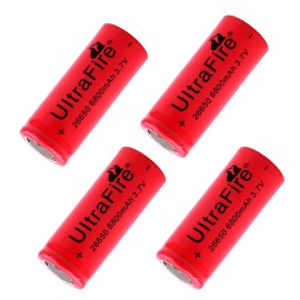 UltraFire 4pcs 26650 Battery UltraFire Li-ion Rechargeable 3.7V Flat Top Batteries Cell