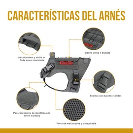 OneTigris Arnés Táctico Militar para Perros Grandes y Medianos con Asa, Chaleco de Servicio Sin Tirones y Paneles de Velcro Ajustable, Diseño Ergonómico y Resistente Antidesgarro