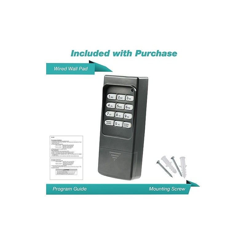 Garage Stop Door Opener Remote Keyless Entry Wall Keypad for