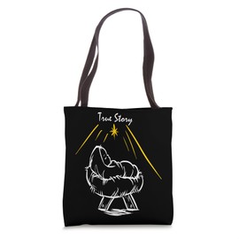 True Story of Christmas Nativity Baby Jesus in Manger Tote Bag