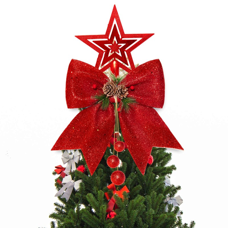 Whaline 2 x 25 x 30 cm Glitter Bow Christmas