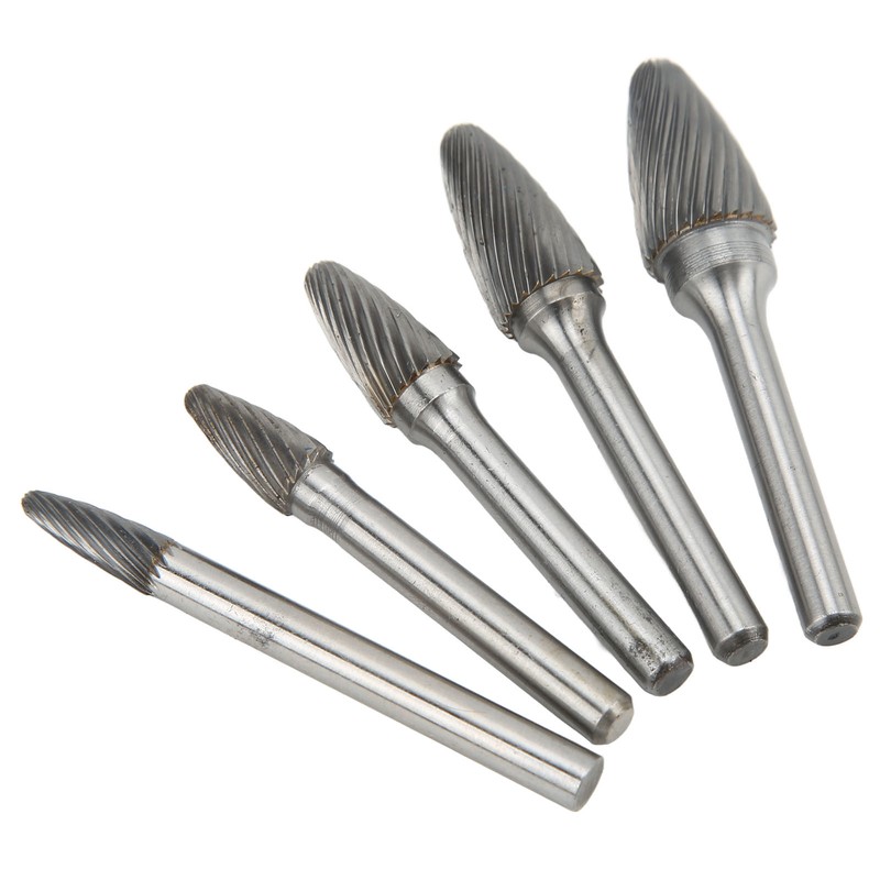 5pcs Carbide Burrs Single Cut Rotary File with 6mm/0.24in Shank