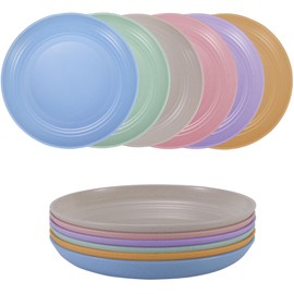 LuckyZone 7 Inches Small Unbreakable Wheat Straw Plates - Reusable Plate Sets of 6 - Dishwasher & Microwave Safe - Healthy, BPA Free & Eco-Friendly (7 Inches/6Color)
