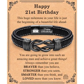 21st Birthday Gifts for Him 21 Year Old Birthday Gifts for Him Cool 21st Birthday Learther Bracelet Gifts Ideas for 21 Year Old Male Boyfriend Son Brother Grandson Nephew Friend