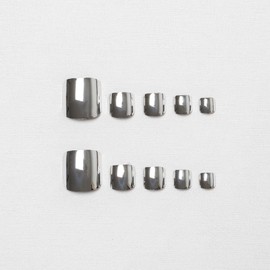 Silver Press on Toe Nails Chrome Fake Toe nails with Solid Color Designs False Toenails Square Glue on Toenails Stick on Toe Nails Glossy Acrylic Toenails Full Cover Artificial Toenails