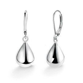 Silver Ball Dangle Drop Earrings Teardrop Leverback Earrings Waterdrop Tear Drop Earrings Geometric Round Balls Earring Lightweight Hoop Earrings Hypoallergenic Jewelry Gift for Women