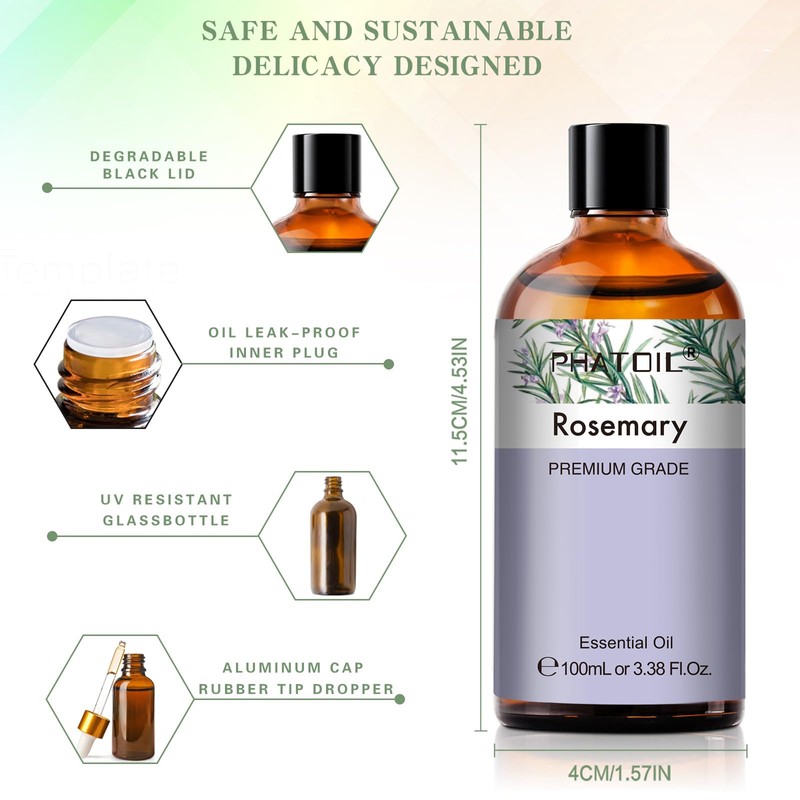 PHATOIL Aroma Oil, Rosemary, 3.4 fl oz (100 ml), Essential