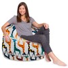 Posh Beanbags Bean Bag Chair, X-Large-48in, Canvas Giraffes on White