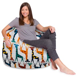 Posh Beanbags Bean Bag Chair, X-Large-48in, Canvas Giraffes on White