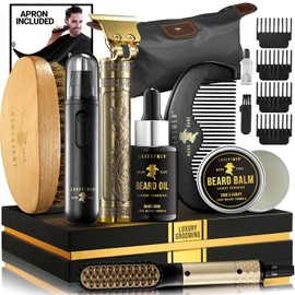 Gifts for Men Who Have Everything, Birthday Gifts for Him, Grooming Beard Kit, Beard Trimmer, Nose Hair Trimmer, Hair Straightener Brush, Oil, Balm & More, 15pc Men Care Kit, Dad Gifts