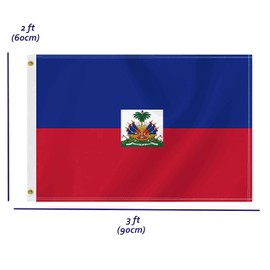 2×3 FT Haiti Flag,Medium 60×90 CM Haitian Outdoor Banner,100D Decor,Doube Side Printing for Patio Garden with Brass Gromment