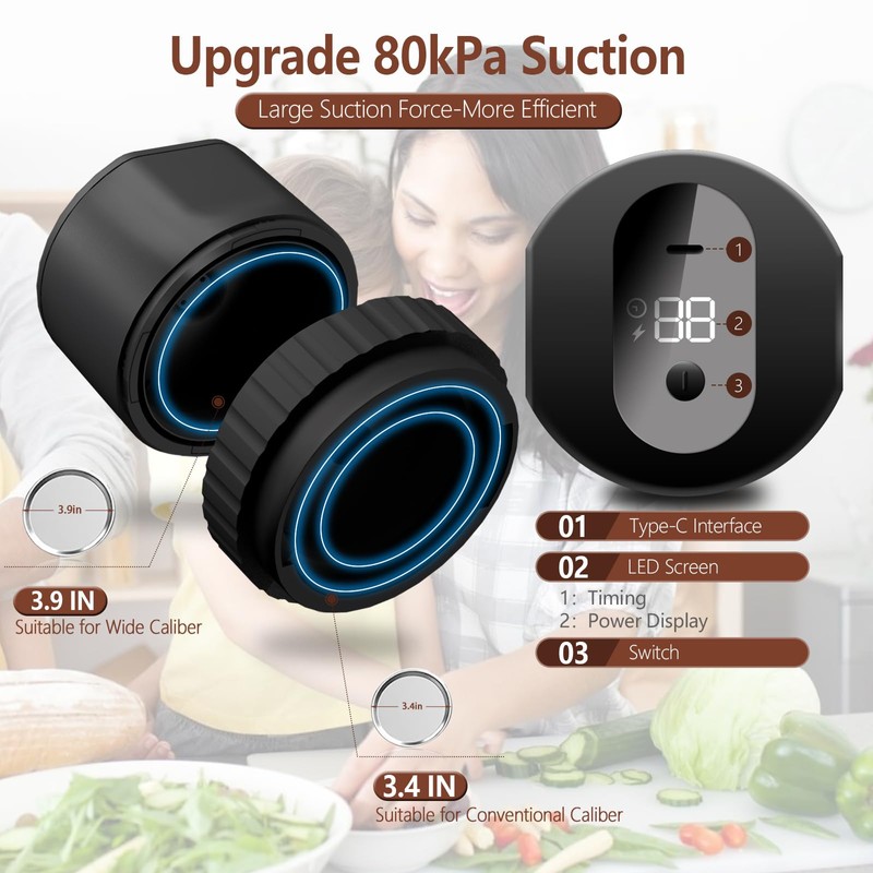 Mason Jar Vacuum Sealer Kit,Upgrade Electric Jar Vacuum Sealer Kit