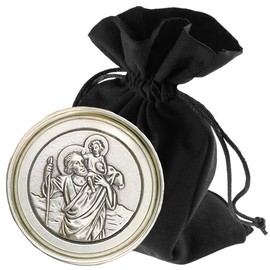 Lunexus Christopher Car Magnet Diameter 3.0 cm - Saint Christopher Car Plaque - Blessed - Patron Saint Drivers - Christopher Car Medal - Guardian Angel Car Magnet - Car Lucky Charm, Metal Metal magnet