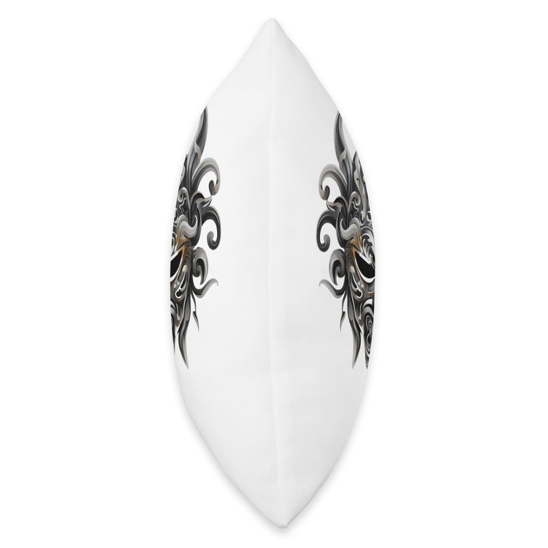 Scary Silver Yokai Oni Mask Japanese Anime Warrior Throw Pillow