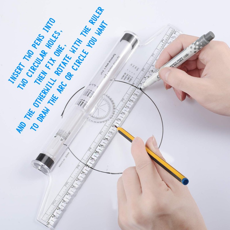 Frienda 2 Pieces Plastic Measuring Rolling Ruler Drawing Parallel Multifunctional