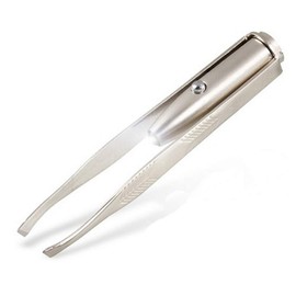 SZB Angled Tweezers LED Light Eyelashes Precision Beard Razor Stainless Steel (Set of 4)