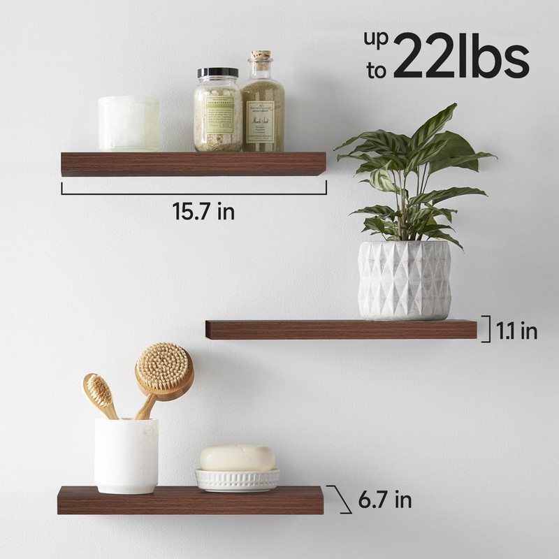BAYKA Floating Shelves for Wall, Wall Mounted Rustic Wood Shelves