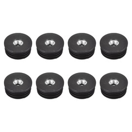 uxcell 8Pcs Inserts for Round Tubes with M8 Thread, for 32mm/1.26" OD Round Tube, Round Black Plastic Plug Caster Insert Chair End Caps Furniture Leg Plug