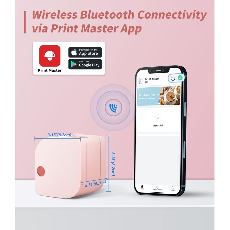 Phomemo P12 Label Maker, Bluetooth Label Maker Machine with Tape,