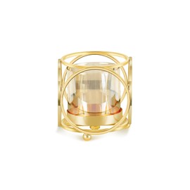 YIUTOYILY Gold Hurricane Candle Holder with Metal Frame & Windproof Glass Lid, Geometric Cutouts for Weddings, Parties, Home Decor