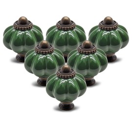Seimneire 12pcs Dark Green Vintage Ceramic Cabinet Knobs and Drawer Pulls with Mounting Screws
