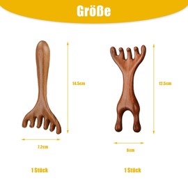 Pack of 2 Wooden Head Massage Comb, Massage Comb Made of Deer Antlers, Massage Comb, Hair Massager Scalp Massager for Men and Women, Home, Travel, Scalp Massage