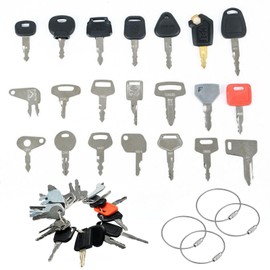 21 Pieces Construction Machinery Keys, Motorcycle Ignition Switch, Engine Start Switch, Car Ignition Lock with 4 Key Fobs for Tractors, Small Excavators, Forklift Wheel Loaders, 5P8500 777 H800 787