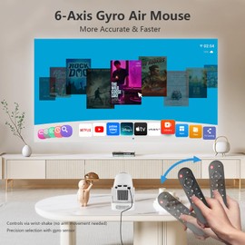 Iconiotk Mini Portable Projector 4K Supported 720P HD, WiFi 6 Bluetooth Portable Outdoor Movie Projector with 5W Speaker, Auto Focus, Air Mouse Remote, Suitable for Camping Home Party