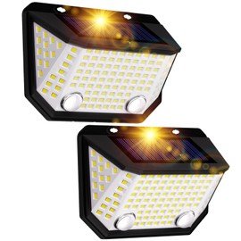 K Kasonic Solar Double Sensor Fence Lights, 6500K Waterproof Solar Motion Lights with 300° Wide Lighting Angle for Garden, Pack of 2 Outdoor Wall Solar Step Lights for the Home