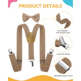 SATINIOR 4 Set Boys Suspenders and Bow Tie Set Baby Toddler Kids Adjustable Suspenders Sets for Wedding (Red, Khaki, Black, Royal Blue)