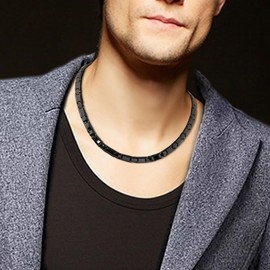 38 campos magnéticos de titanio para el dolor cruzado, collar para hombre, terapia de campo de germanio de gran ancho, 20(in), Titanio