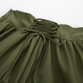 SCARLET DARKNESS Women's Victorian Costume Skirt Medieval High Waist Maxi Skirt, olive green