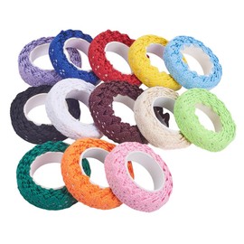 PH PandaHall 28 Yards 14 Colors Lace Ribbon Self Adhesive Lace Tape 5/8" Cotton Lace Ribbon Lace Trim Scrapbook Tape Card Making Supplies, 2yards/Roll