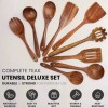 XY Teak PREMIUM Wooden Kitchen Cooking Utensils, Spatula, Spoons Complete