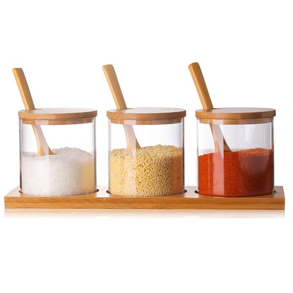 FANTESTICRYAN 3 PCS Stylish Simple Condiment Canisters Pots Set, Decorative