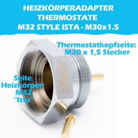 BLUMKRAFT ISTA Radiator Adaptor Connector M32 x 1 to M30 x 1.5 for Thermostat/Thermostat Head M30 x 1.5 Male (Pack of 2)