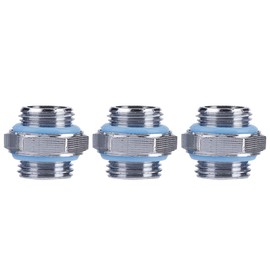 ASHATA 3pcs G1 / 4 Thread PC Water Cooling, 3 Pieces Brass Hex G1 / 4 Thread Computer Fitting Connector Adapter Kit for PC Water Cooling Silver