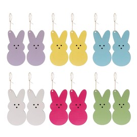 VONJUMA Pack of 12 Easter Decorations Easter Basket Name Tags DIY Blank Wooden Easter Bunny Pendant Farmhouse Easter Gifts Gift Tags for Easter Spring Party Guest Gift